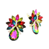 Teardrop Stone Accented Clip on Evening Earrings