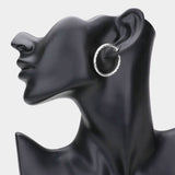 1.25" Textured metal hoop clip on earrings