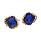 Faceted Square Glass Stone Frame Evening Statement Clip On Earrings