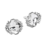 Faceted Square Glass Stone Frame Evening Statement Clip On Earrings