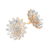 Marquise Stone Cluster Petal Flower Statement Clip On Earrings