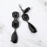 Square Halo Teardrop Stone Cluster Link Drop Evening Clip On Earrings