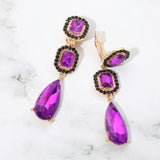 Square Halo Teardrop Stone Cluster Link Drop Evening Clip On Earrings