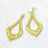Oversized Cutout Teardrop Cluster Vine Evening Earrings