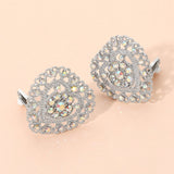 Rhinestone Embellished Heart Clip On Earrings