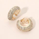 Rhinestone Pave Chunky Hoop Clip On Earrings
