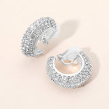 Rhinestone Pave Chunky Hoop Clip On Earrings
