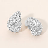 Rhinestone Pave Teardrop Clip On Earrings