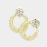 Rhinestone Pave Circle Metal Clip On Earrings