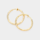 1.25" Textured Metal Hoop Clip on Earrings