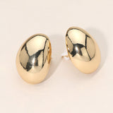 Polished Metal Oval Clip On Earrings