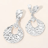 Bold Textured Metal Teardrop Drop Clip On Earrings
