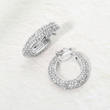 Rhinestone Pave Hoop Clip On Earrings
