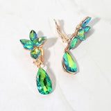 Marquise Stone Cluster Floral Teardrop Link Evening Clip On Earrings