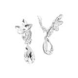 Marquise Stone Cluster Floral Teardrop Link Evening Clip On Earrings