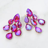 Teardrop Cluster Chandelier Evening Clip On Earrings