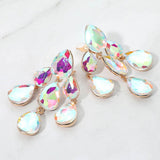 Teardrop Cluster Chandelier Evening Clip On Earrings