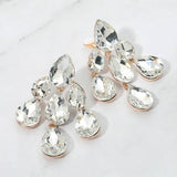 Teardrop Cluster Chandelier Evening Clip On Earrings