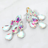 Teardrop Cluster Chandelier Evening Clip On Earrings