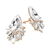 Teardrop Stone Cluster Accent Marquise Stone Embellished Evening Clip On Earrings