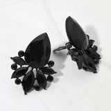 Teardrop Stone Cluster Accent Marquise Stone Embellished Evening Clip On Earrings