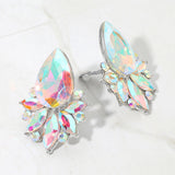 Teardrop Stone Cluster Accent Marquise Stone Embellished Evening Clip On Earrings