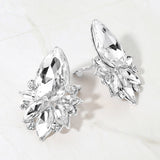 Teardrop Stone Cluster Accent Marquise Stone Embellished Evening Clip On Earrings