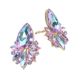 Teardrop Stone Cluster Accent Marquise Stone Embellished Evening Clip On Earrings