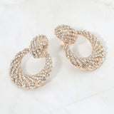 Rhinestone Pave Open Ring Door Knocker Clip On Earrings