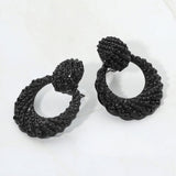 Rhinestone Pave Open Ring Door Knocker Clip On Earrings
