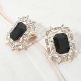 Bold Rectangular Gem Center Statement Evening Clip On Earrings