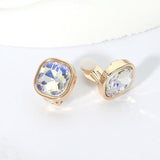 Square Cut Gem Evening Stud Clip On Earrings