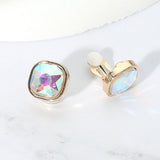 Square Cut Gem Evening Stud Clip On Earrings