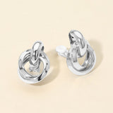 Metal Interlocking Door Knocker Clip On Earrings