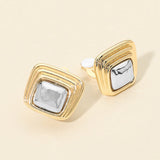 Two Tone Metal Square Clip On Earrings