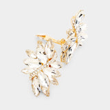 Swirl Glass Crystal Marquise Cluster Clip On Earrings