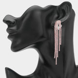 Crystal Rhinestone Long Fringe Clip on Earrings