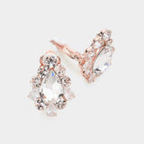 Teardrop Centered Bubble Stone Trimmed Clip on Earrings