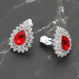 Teardrop Cluster Evening Clip On Earrings