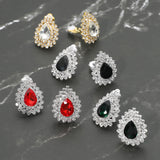 Teardrop Cluster Evening Clip On Earrings