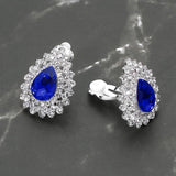Teardrop Cluster Evening Clip On Earrings