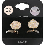CZ Stone Paved Wavy Disc Evening Clip On Earrings
