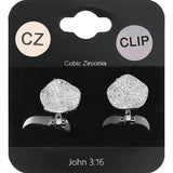 CZ Stone Paved Wavy Disc Evening Clip On Earrings