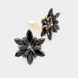 Crystal Flower Clip on Evening Earrings