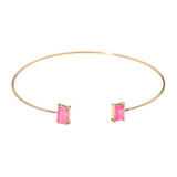 SECRET BOX_Minimal Rectangular Stone Cluster Tip Cuff Bracelet