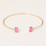 SECRET BOX_Minimal Rectangular Stone Cluster Tip Cuff Bracelet