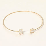 SECRET BOX_Minimal Rectangular Stone Cluster Tip Cuff Bracelet