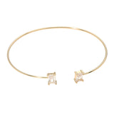 SECRET BOX_Minimal Rectangular Stone Cluster Tip Cuff Bracelet