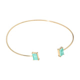 SECRET BOX_Minimal Rectangular Stone Cluster Tip Cuff Bracelet