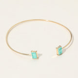 SECRET BOX_Minimal Rectangular Stone Cluster Tip Cuff Bracelet